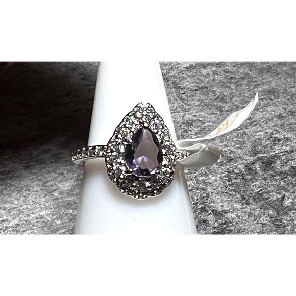 Ring Bomb Party Ring, NWOT, Size 7, plum color stone, silver color band - Picture 2 of 5